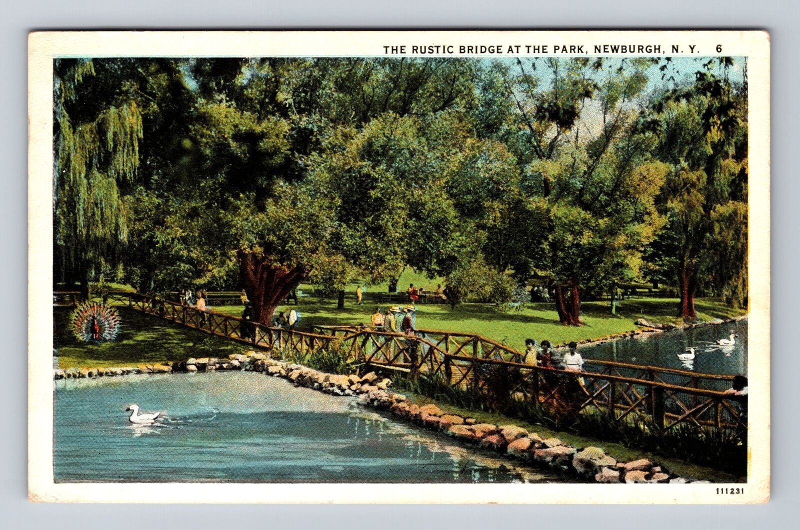 Newburgh NY-New York, Rustic c Bridge at the Park, Antique Vintage Postcard