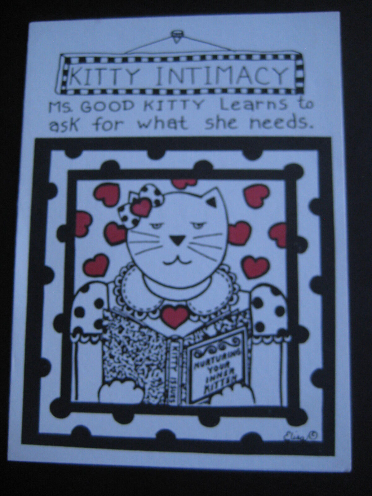 UNUSED vintage greeting card By Elisa - Kitty Intimacy - Pet Me, Pet Me, Pet Me