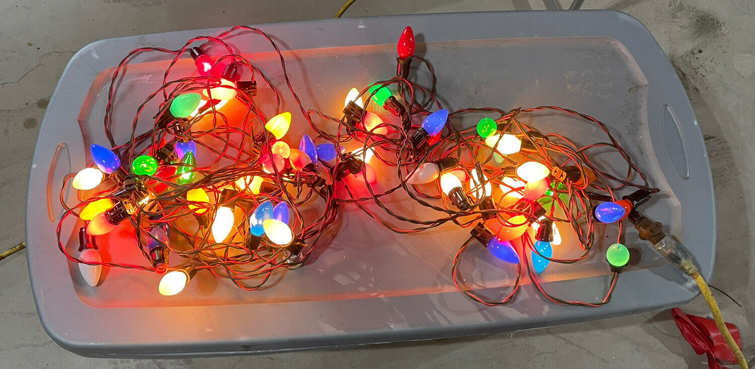 Vintage Outdoor Christmas Lights C-9 Multiple Strands Color Lights 5 Strands Lot