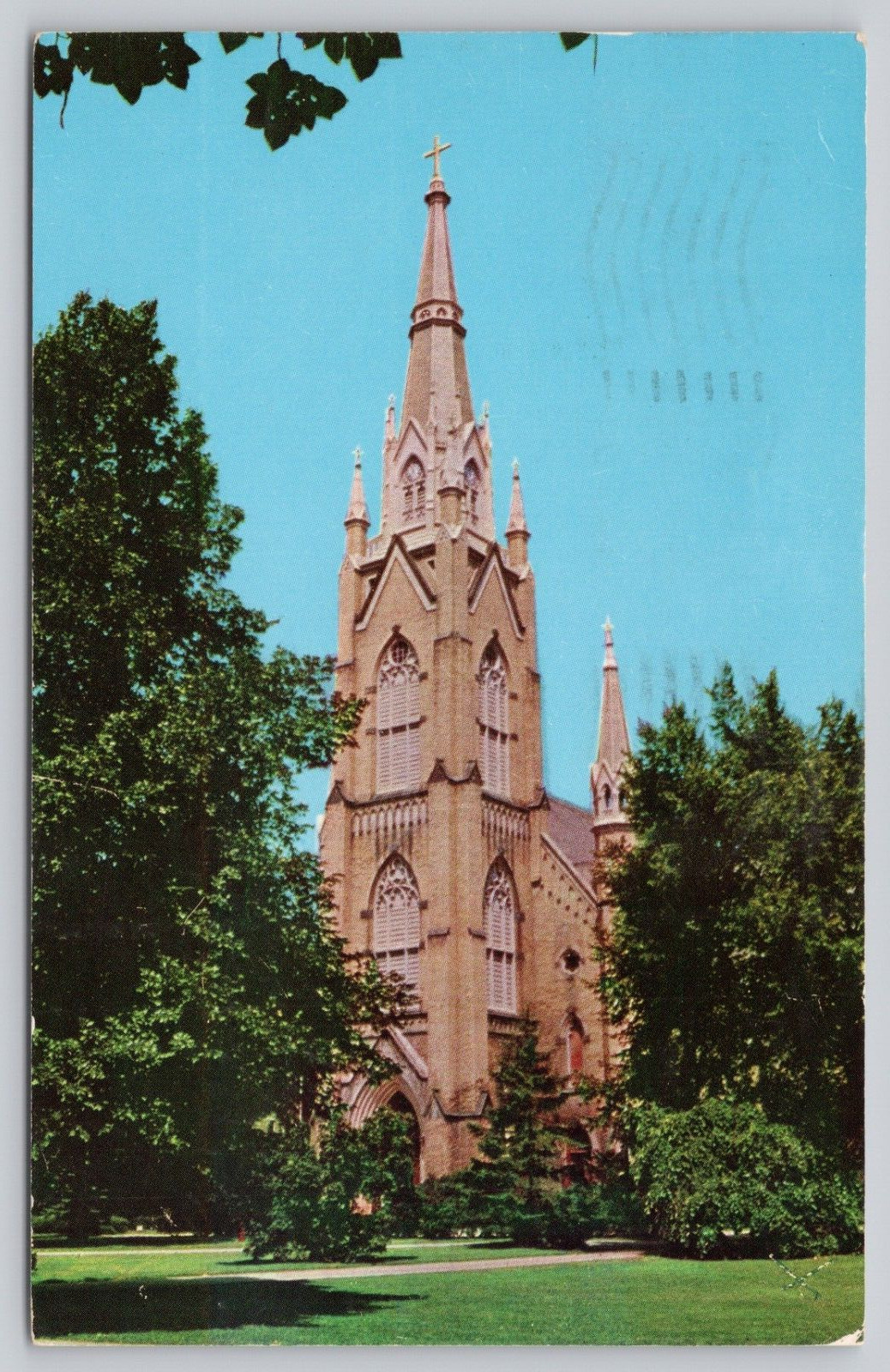 Postcard Notre Dame IN Sacred Heart Church University of Notre Dame Posted 1957