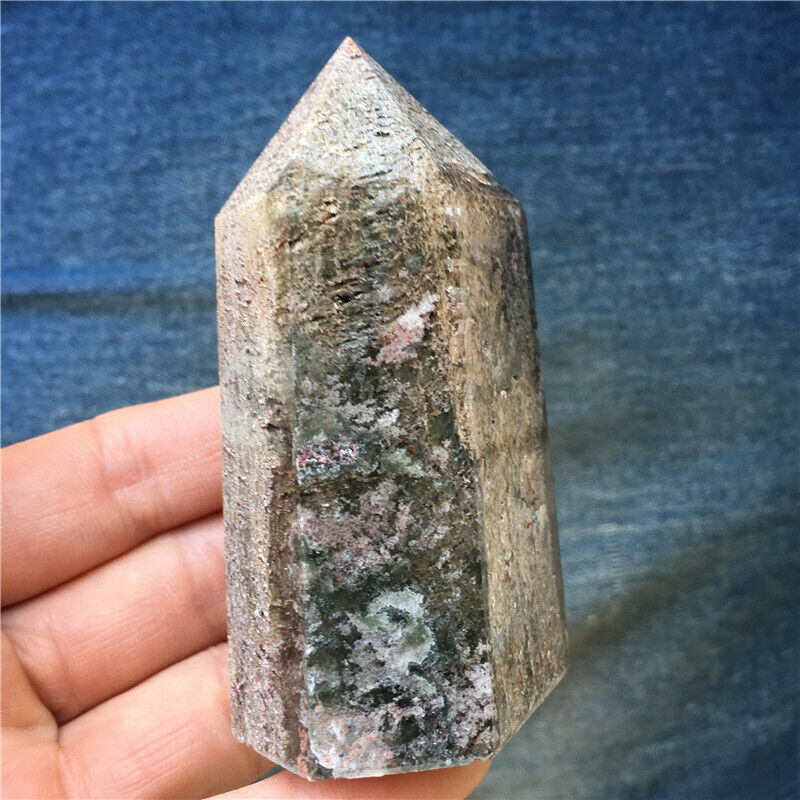 0.37LB Rare Natural Ghost quartz crystal obelisk wand point healing TA1277-