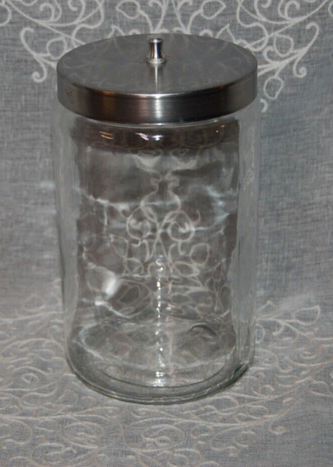 Grafco Glass Medical Apothecary Jar with Silver Metal Lid 7 inches High