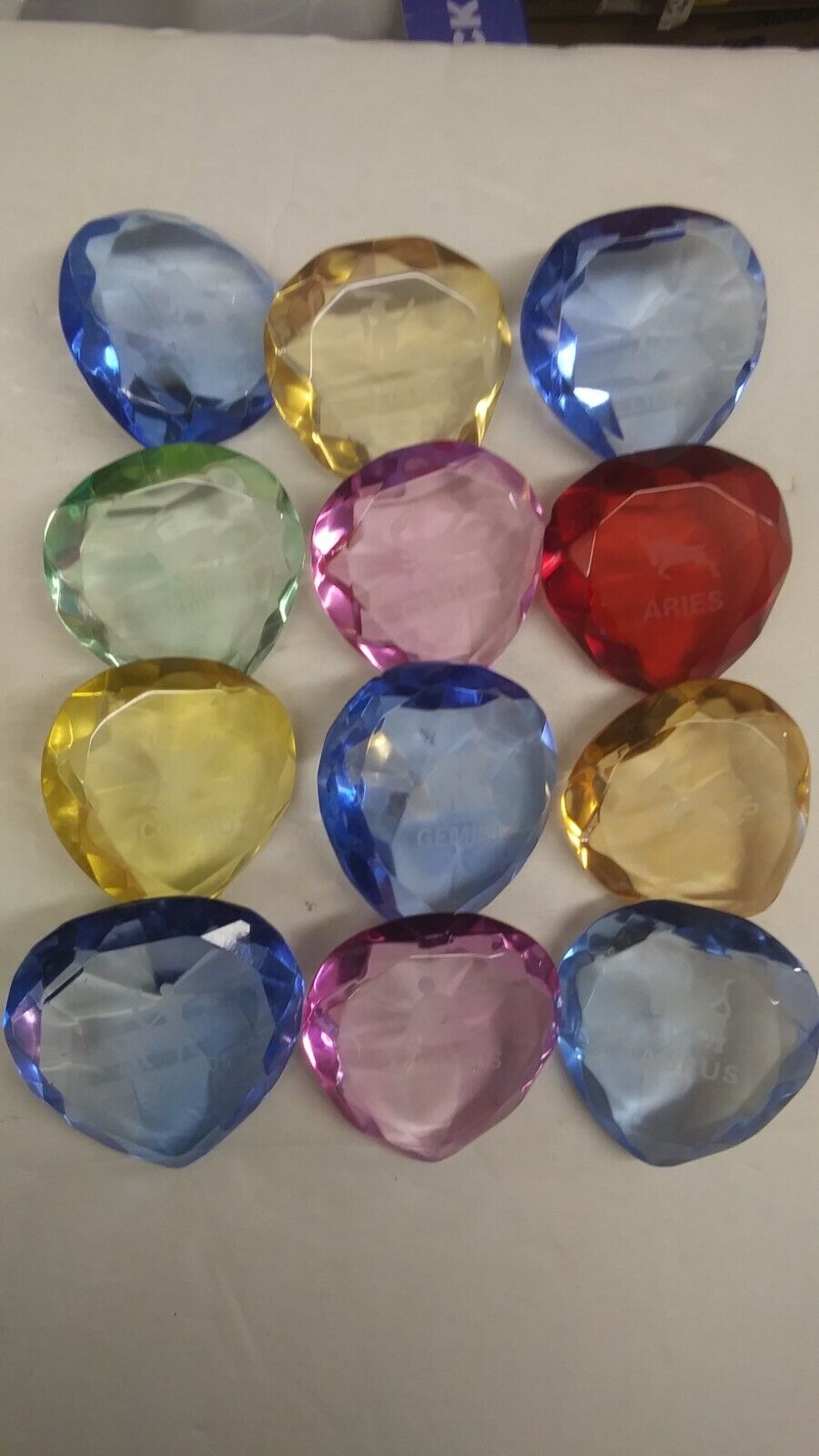 Wholesale Lot of Twelve 24% Lead Crystal Horoscope Colored Glass 