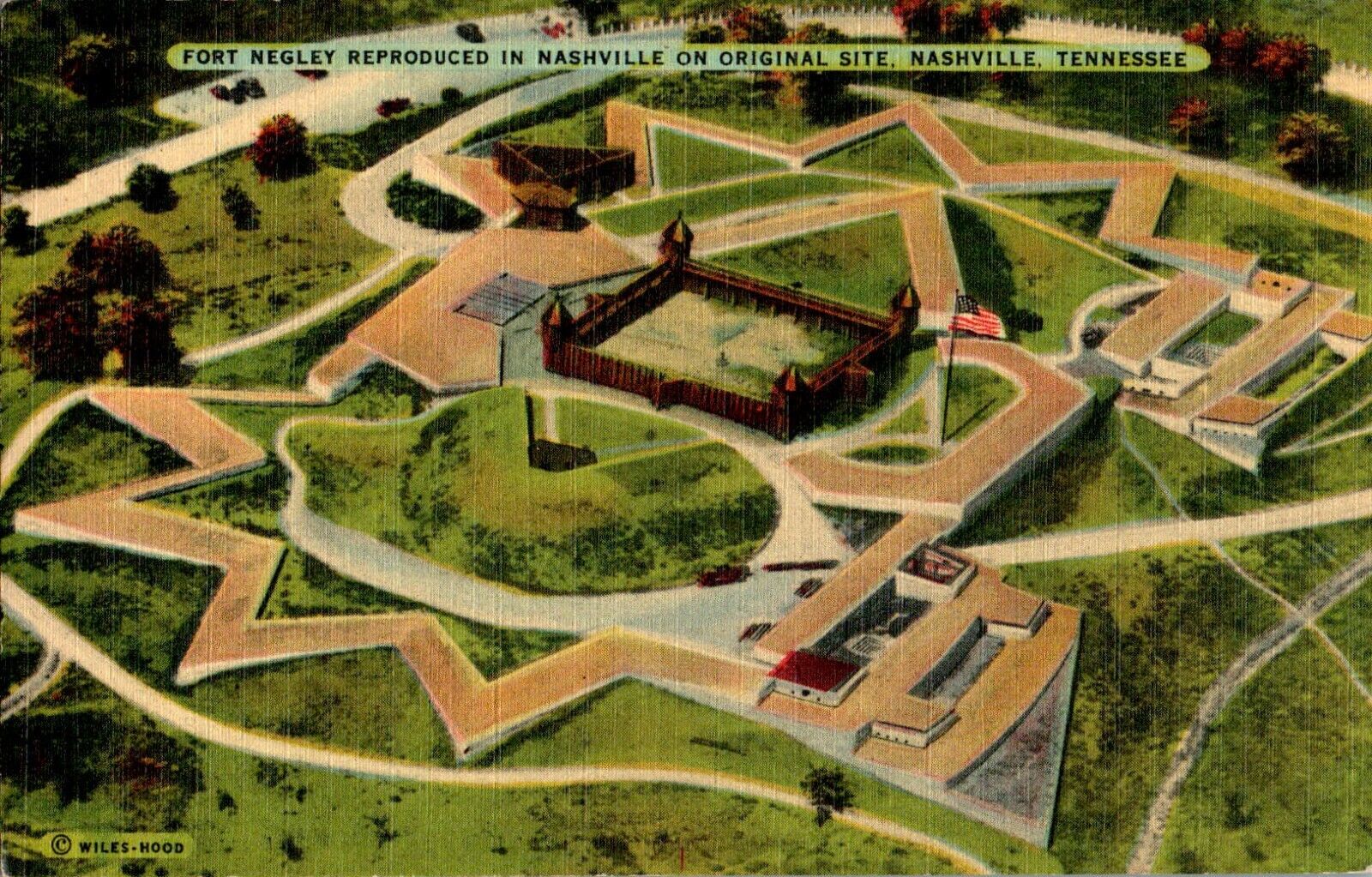 Fort Negley Reproduction, Nashville, Tennesee TN linen Postcard