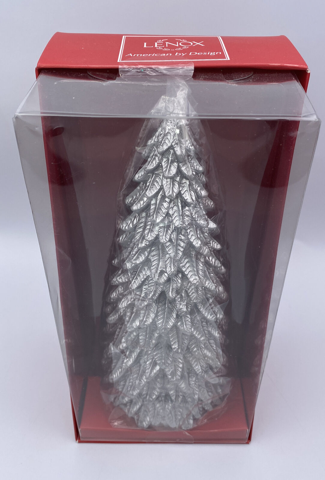 Lenox Christmas Tree Candle Silver Metallic Collectable Lenox Holiday New In Box
