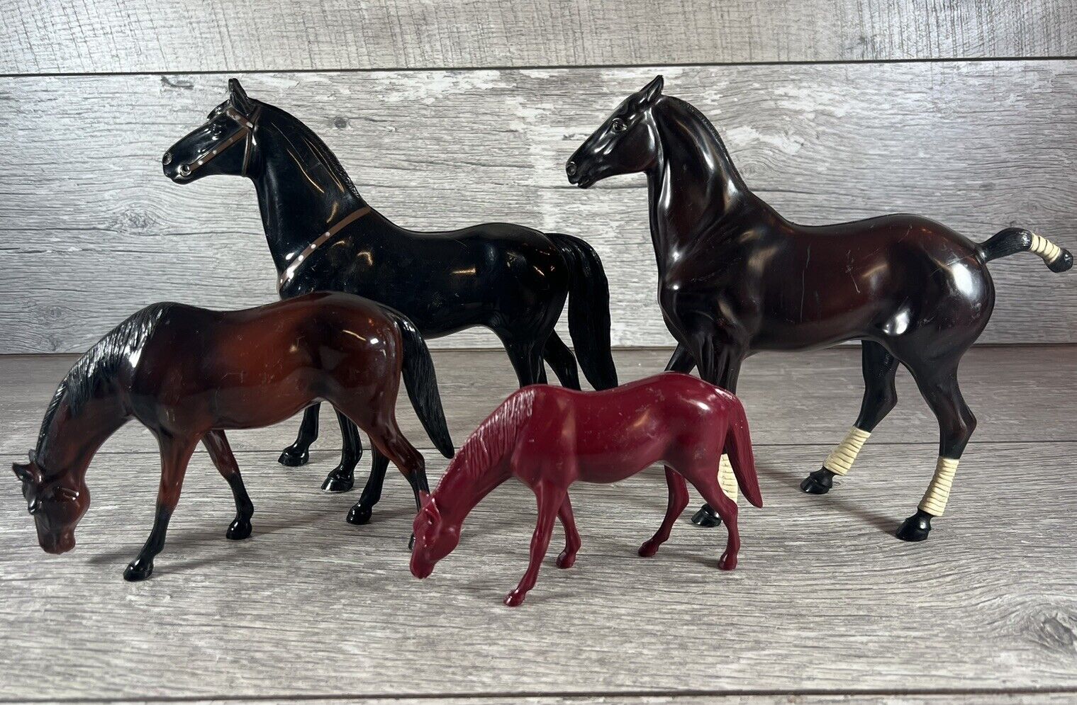 Vintage Hartland Plastics Horse Lot Of 4 Black Brown Maroon (READ)