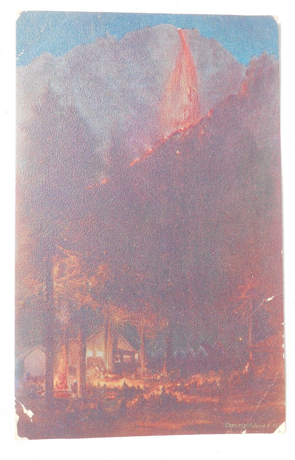 c1900\'s Fire Falls Yosemite CA Litho More Rain in June 1917 Postcard RARE P3