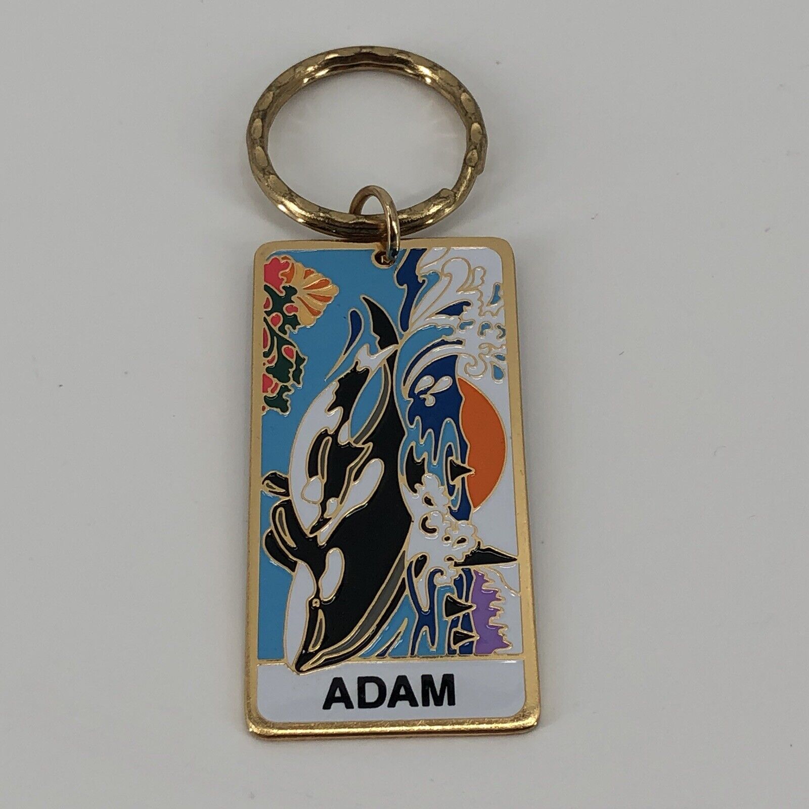 Vtg 1995 Metal Sea World Custom Name Adam Souvenir Keychain - Shamu