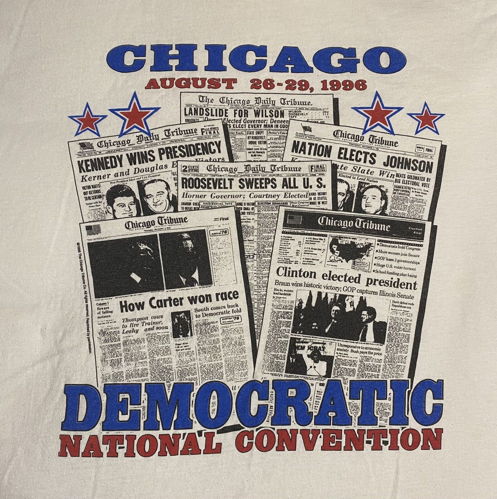 1996 Democratic National Convention Shirt 2XL Clinton Kennedy Carter Chicago