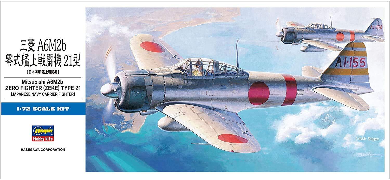 Hasegawa 1/72 Japanese Navy Mitsubishi A6M2 Zero Type Carrier Fighter Type 21 Pl
