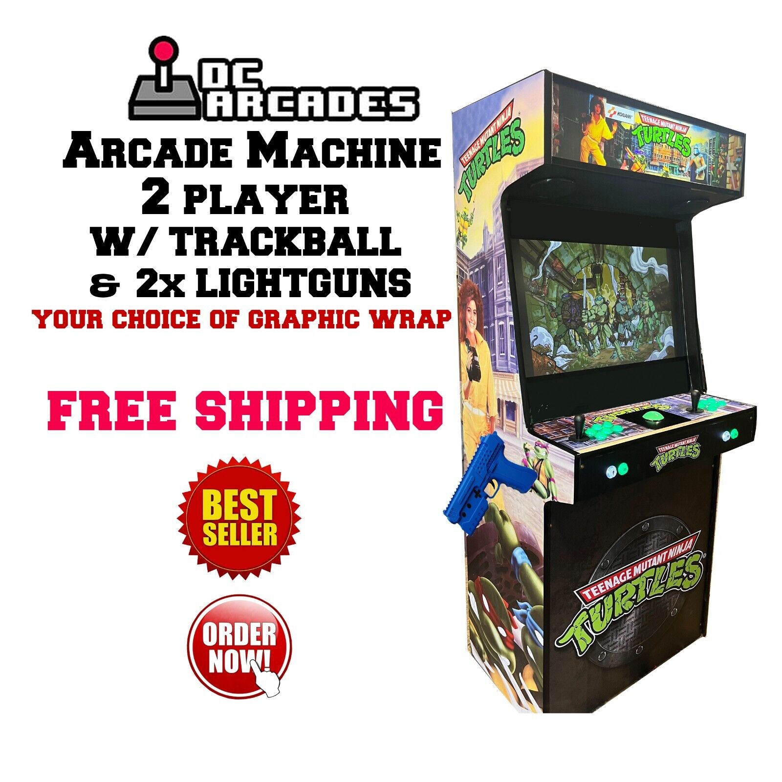 2 Player Arcade Cabinet w/ Trackball & 2x LightGuns