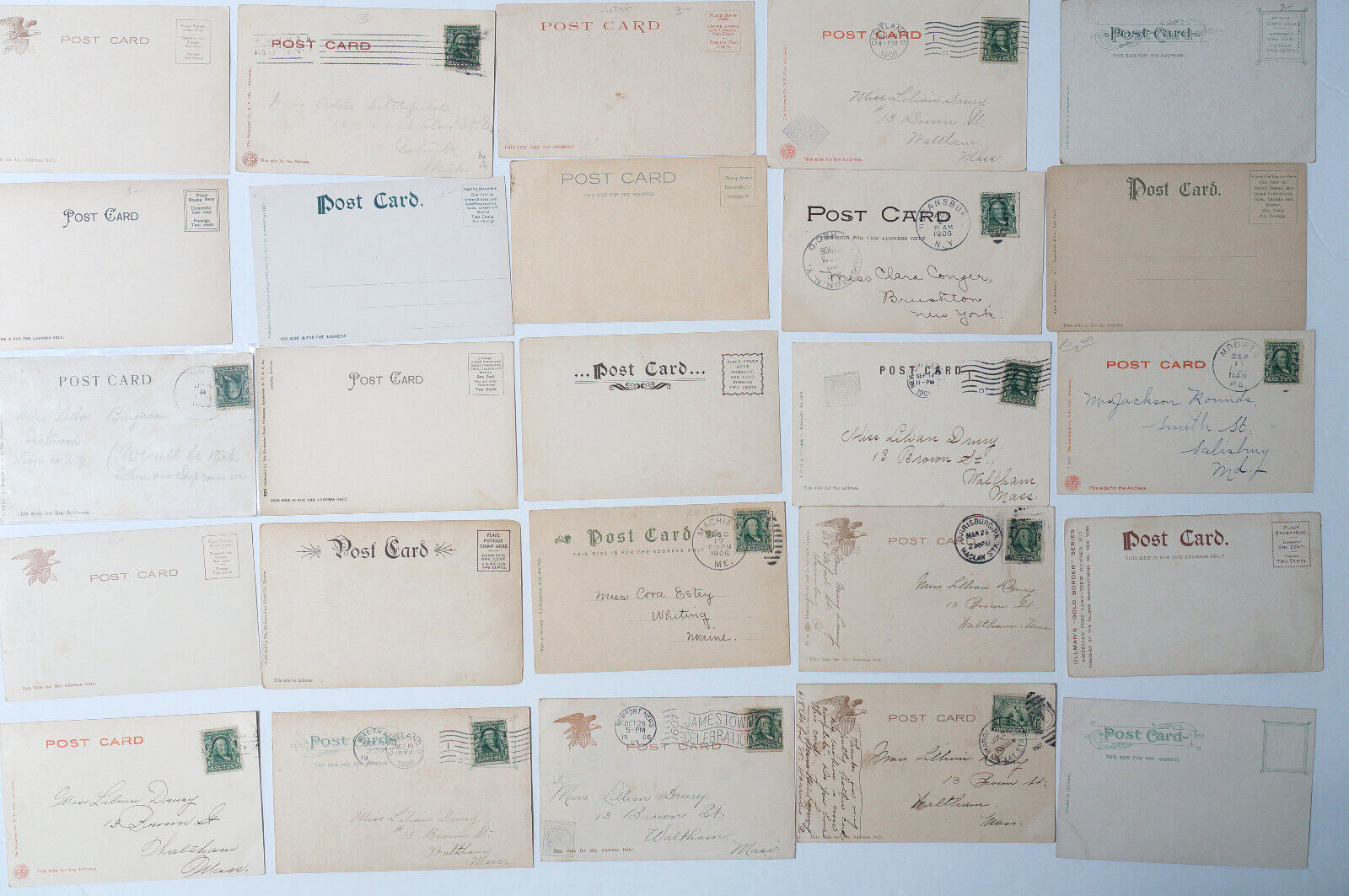 Undivided Back Postcard LOT 50 Antique Cards from 1901-1907 USA Used & Unused
