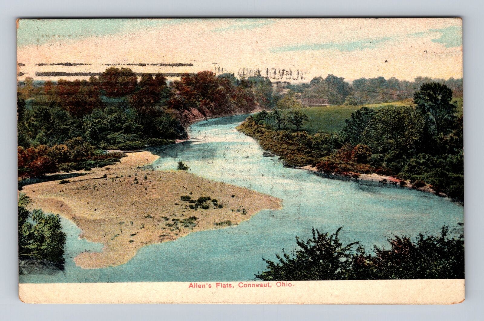 Conneaut OH-Ohio, Allen\'s Flats, Conneaut River, Antique Vintage c1909 Postcard