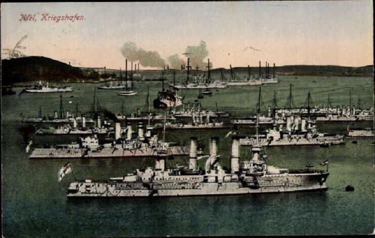Postcard Germany 1921 Kiel Schleswig Holstein, Warships, Port, VF Posted 