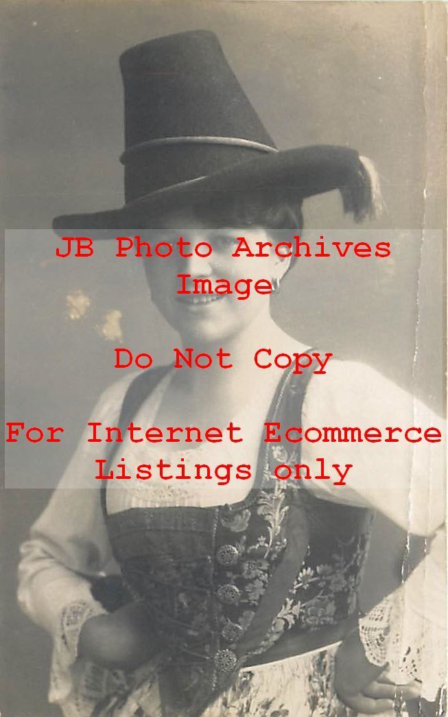 Native Ethnic Culture Costume, RPPC, Woman with Tall Hat