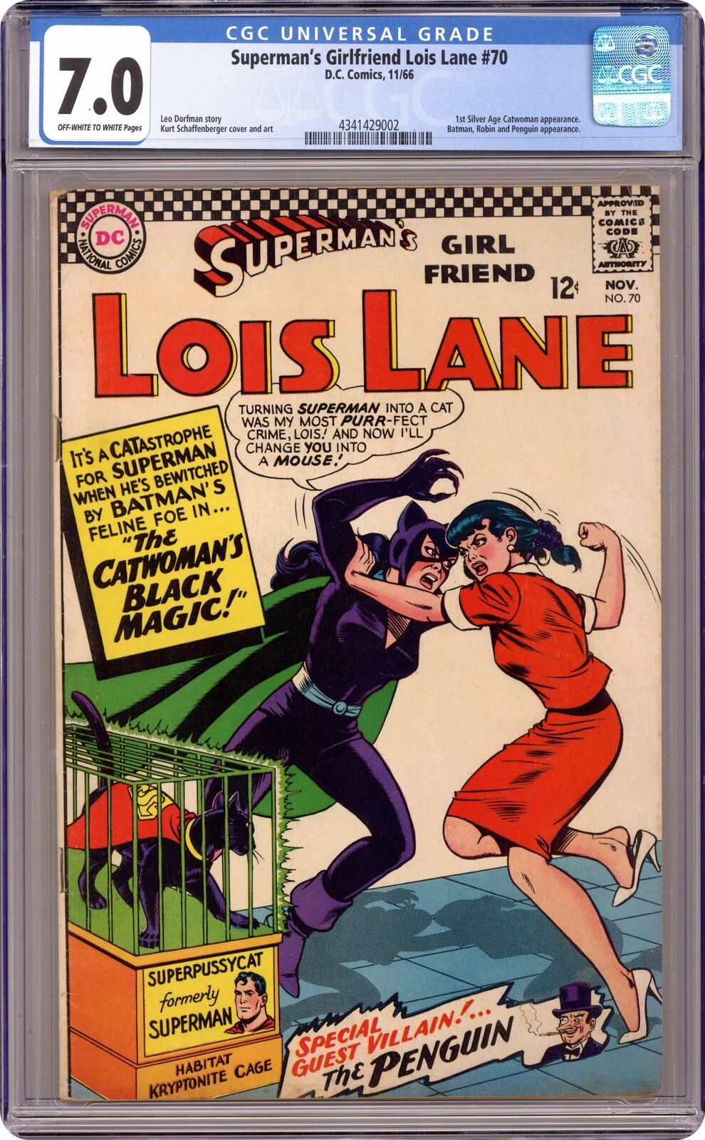 Superman\'s Girlfriend Lois Lane #70 CGC 7.0 1966 4341429002 1st SA app. Catwoman