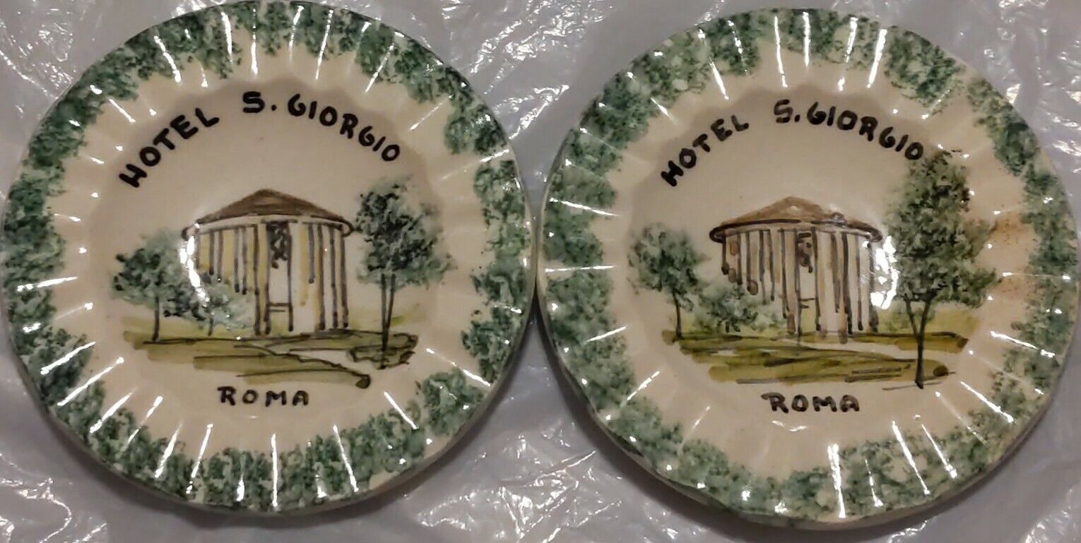 Set 2 Vintage Hotel S. Giorgio Italy Souvenir Ashtrays Plates Rome 4.5\