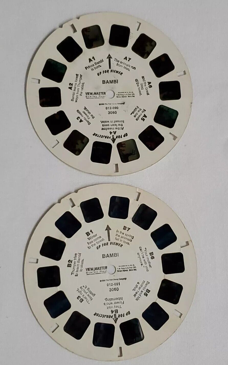VTG 1988 View Master Reels A&B Bambi The Walt Disney Company Made In U.S.A 