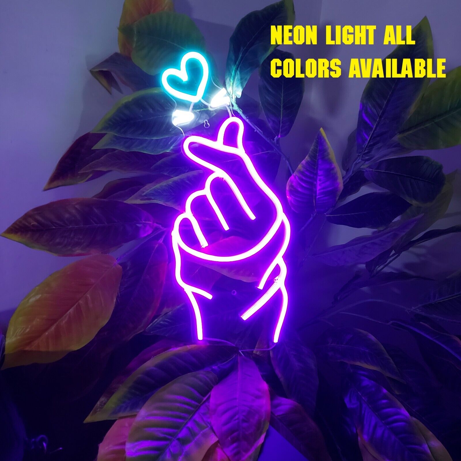 Neon light Sign best item for gifting and decoration, hand with heart shape