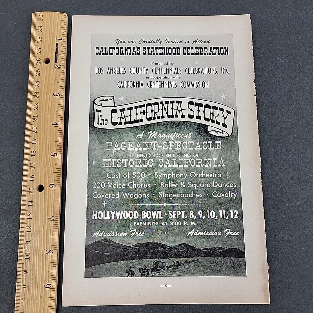 Vtg 1950 Print Ad The California Story Pageant Californias Statehood Celebration