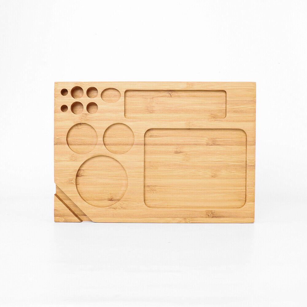 Premium Bamboo Rolling Tray With Holes For Tools Grinders Tobacco Rolling Tray