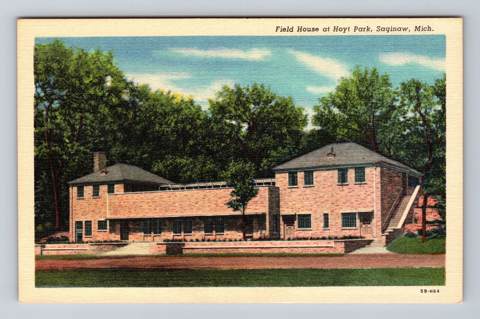 Saginaw MI-Michigan, Field House at Hyatt Park, Antique Vintage Postcard