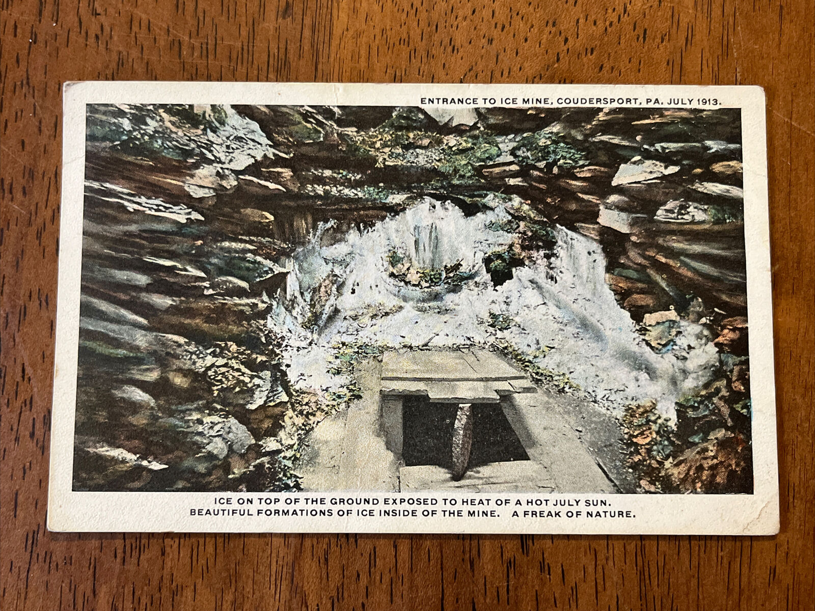 1913 Postcard Ice Mine Entrance Coudersport Pennsylvania PA “Freak Of Nature”