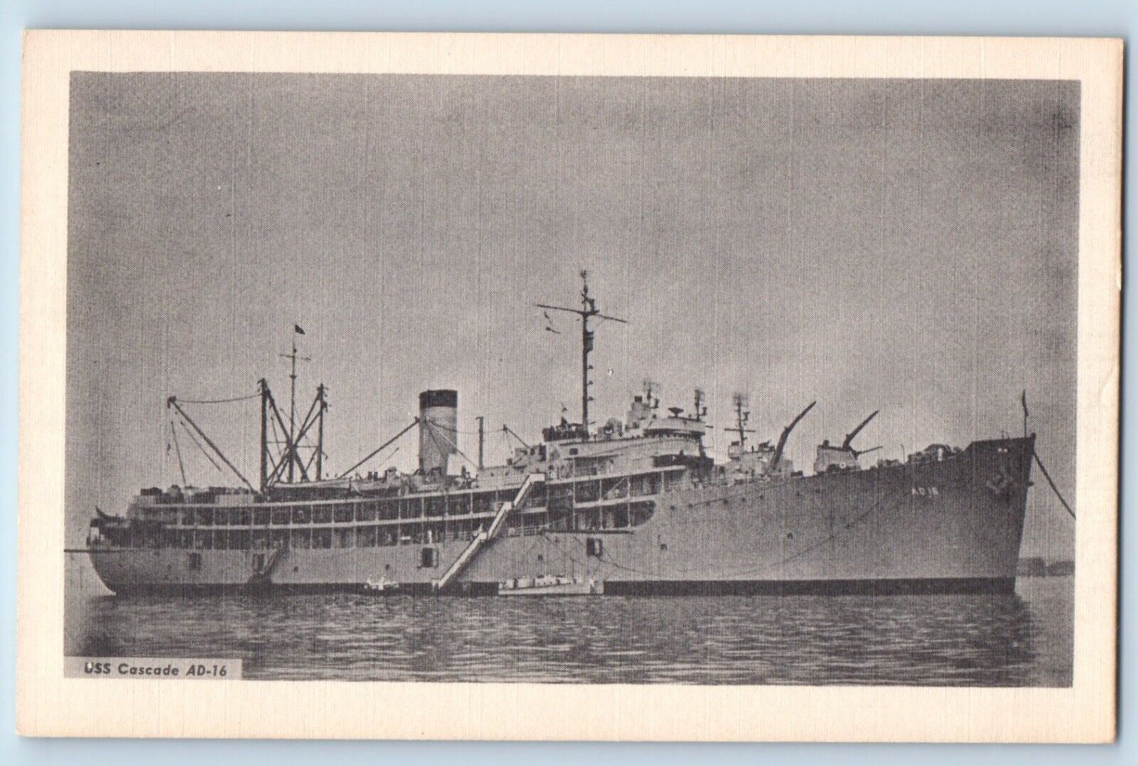 Postcard USS Cascade AD-16 Battleship Warship Navy Steamer c1940 Vintage Antique