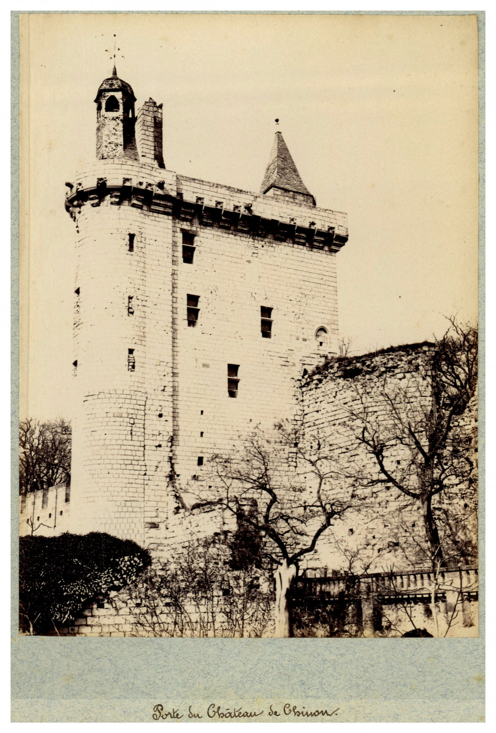 France, Chinon, Porte du Château de Chinon vintage print, albumin print  