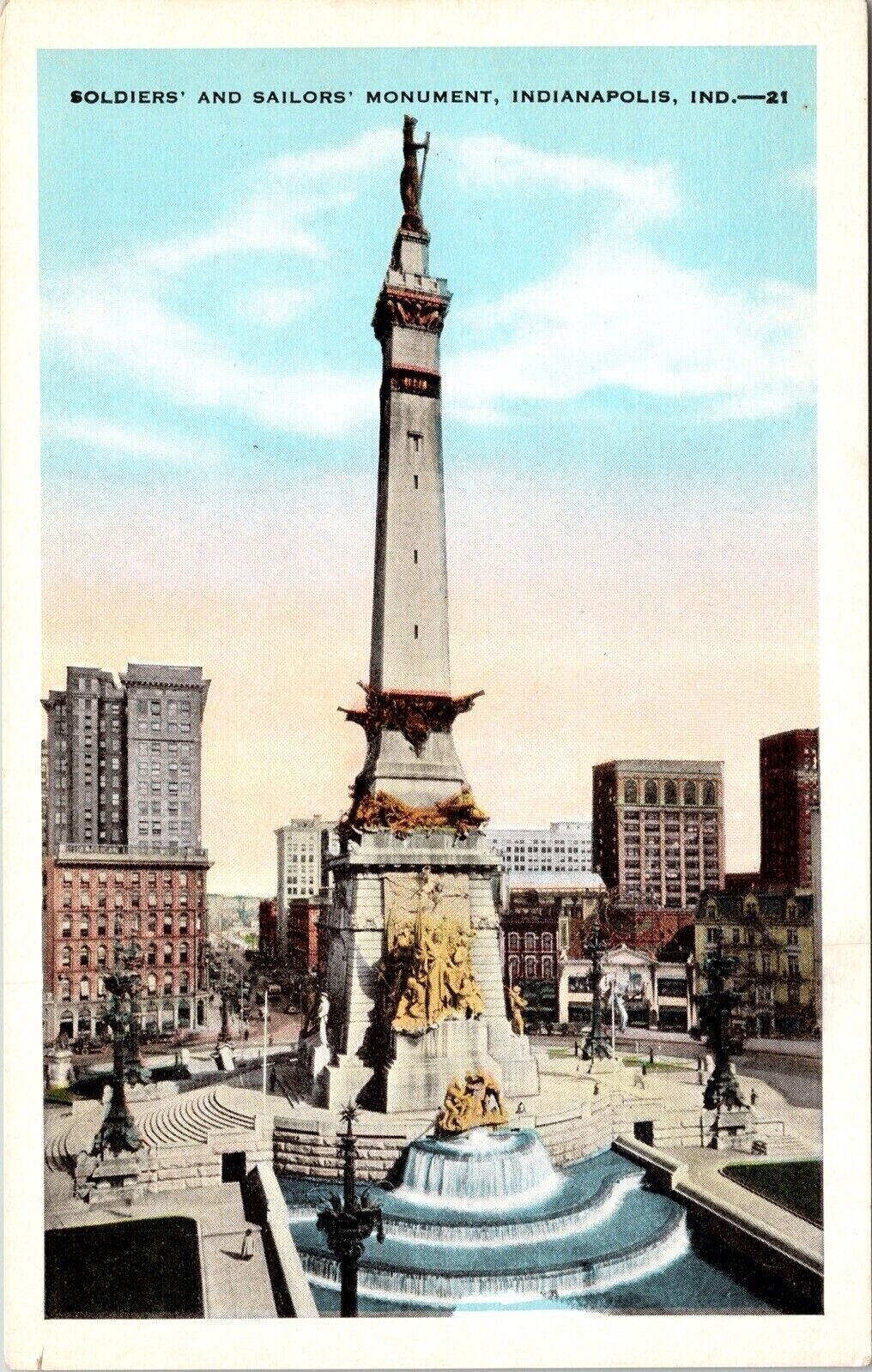 Historic Soliders & Sailors Monument Downtown Indianapolis Indiana WB Postcard