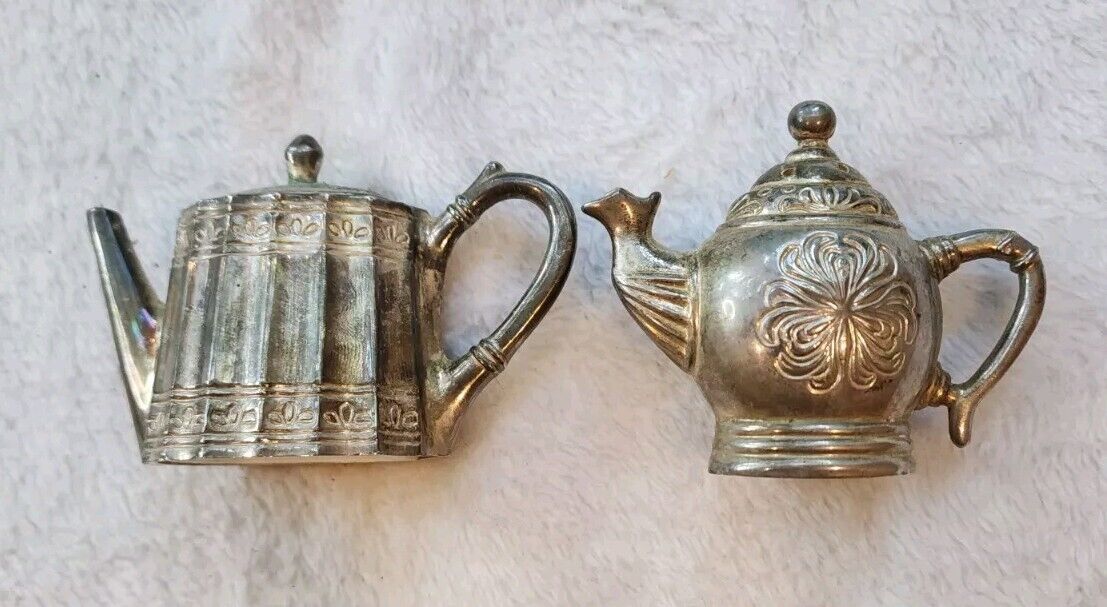 Vintage Godinger Silver Plated Coffee And Teapot Salt and Pepper Shakers
