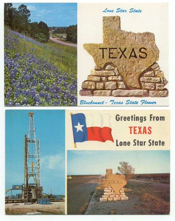 Welcome / Greetings Texas Lot of 2 Vintage Postcards