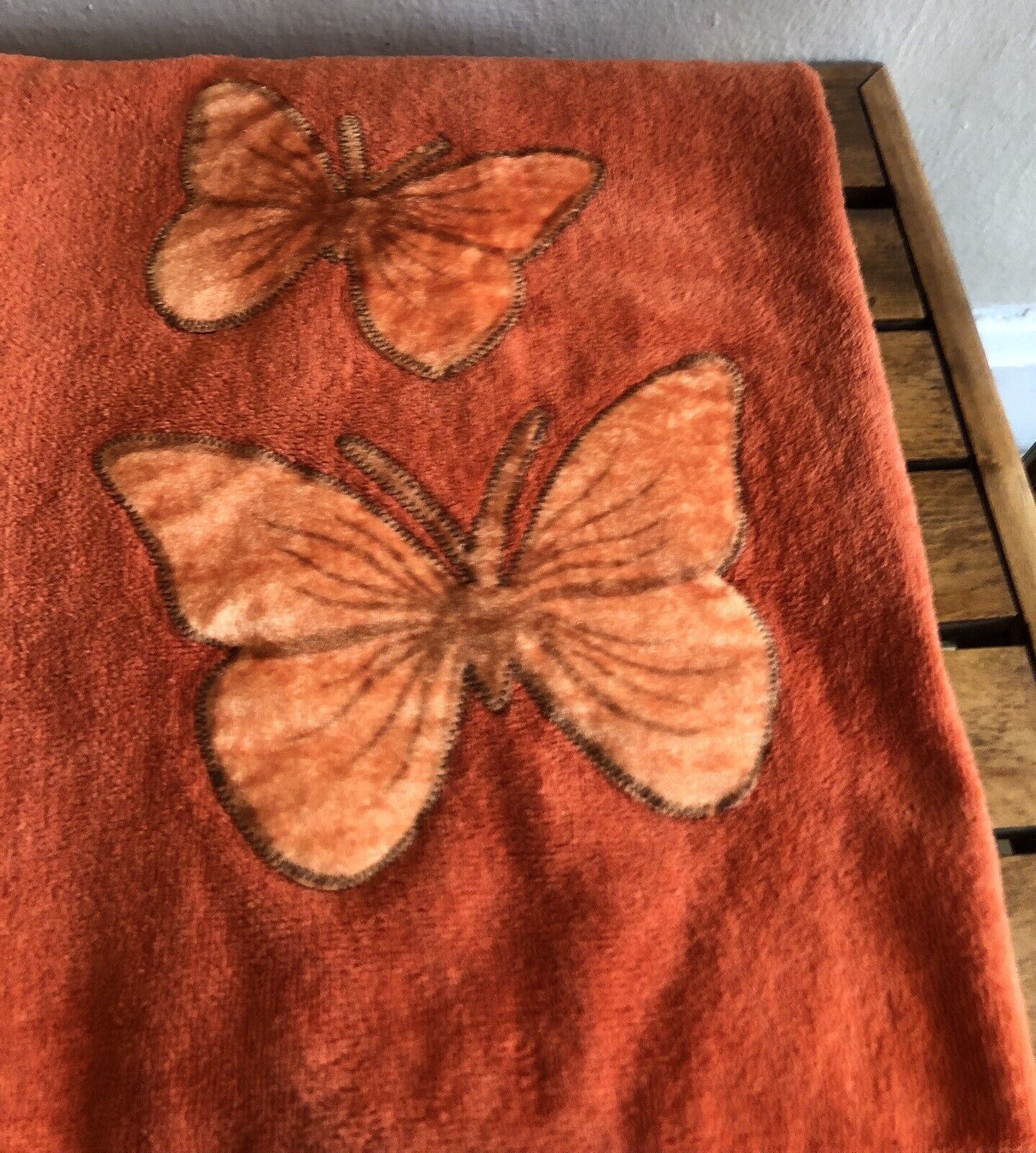 Sears Colormate Orange Butterfly 2 Bath Towel Set Vintage Soft And Vibrant