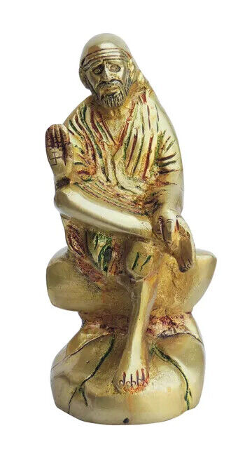 Brass Sai Baba Statue Idol Showpiece Figurine Sculpture Home Decor 6 inch