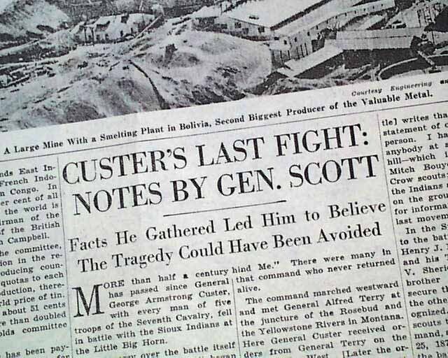 Custer's Massacre Battle of Little Bighorn Sioux Indians REVISITED1935 Newspaper