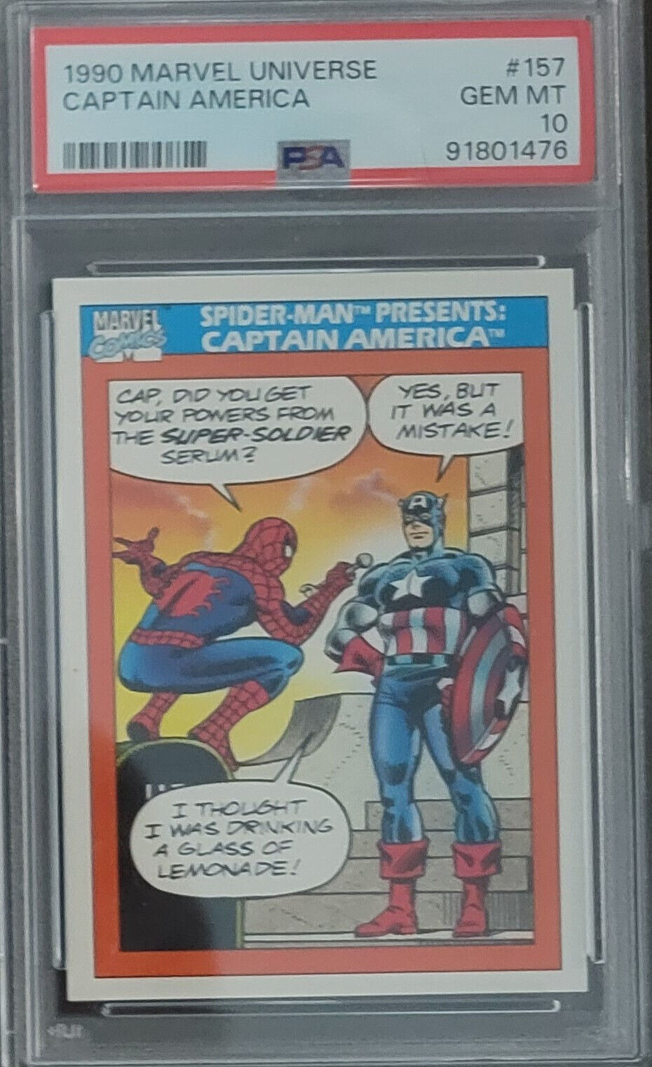 1990 Marvel Universe #157 Spider-Man Presents Captain America PSA 10 GEM MINT