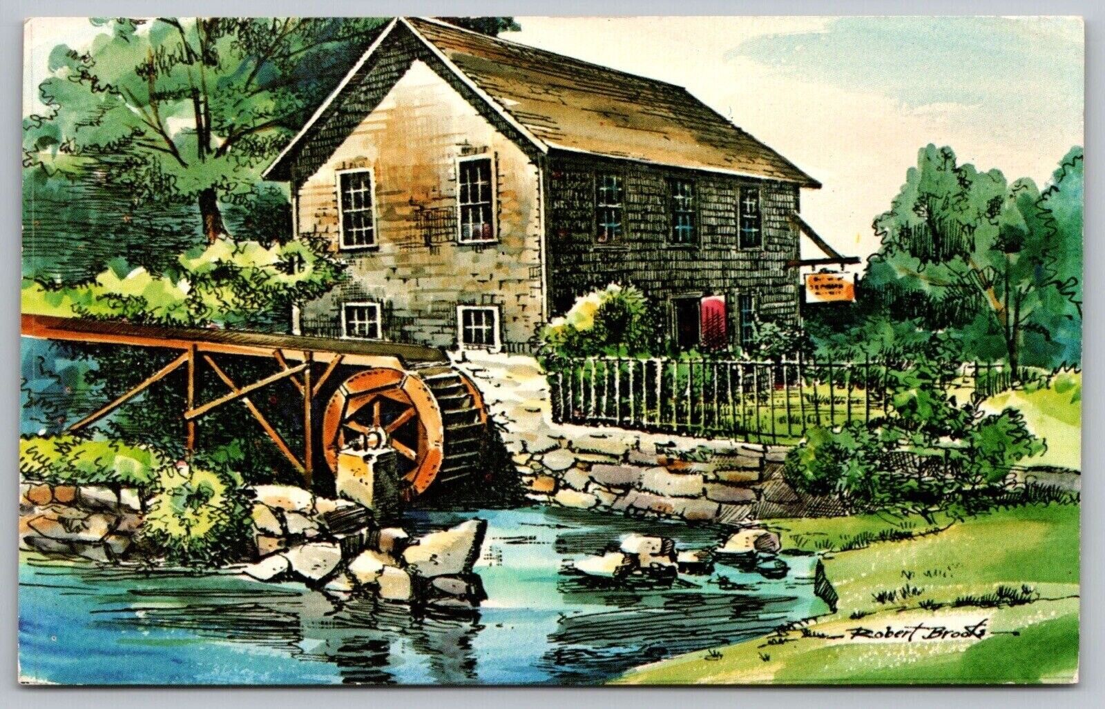 Brewster Cape Cod Massachusetts Old Stoney Brook Mill Chrome Cancel WOB Postcard