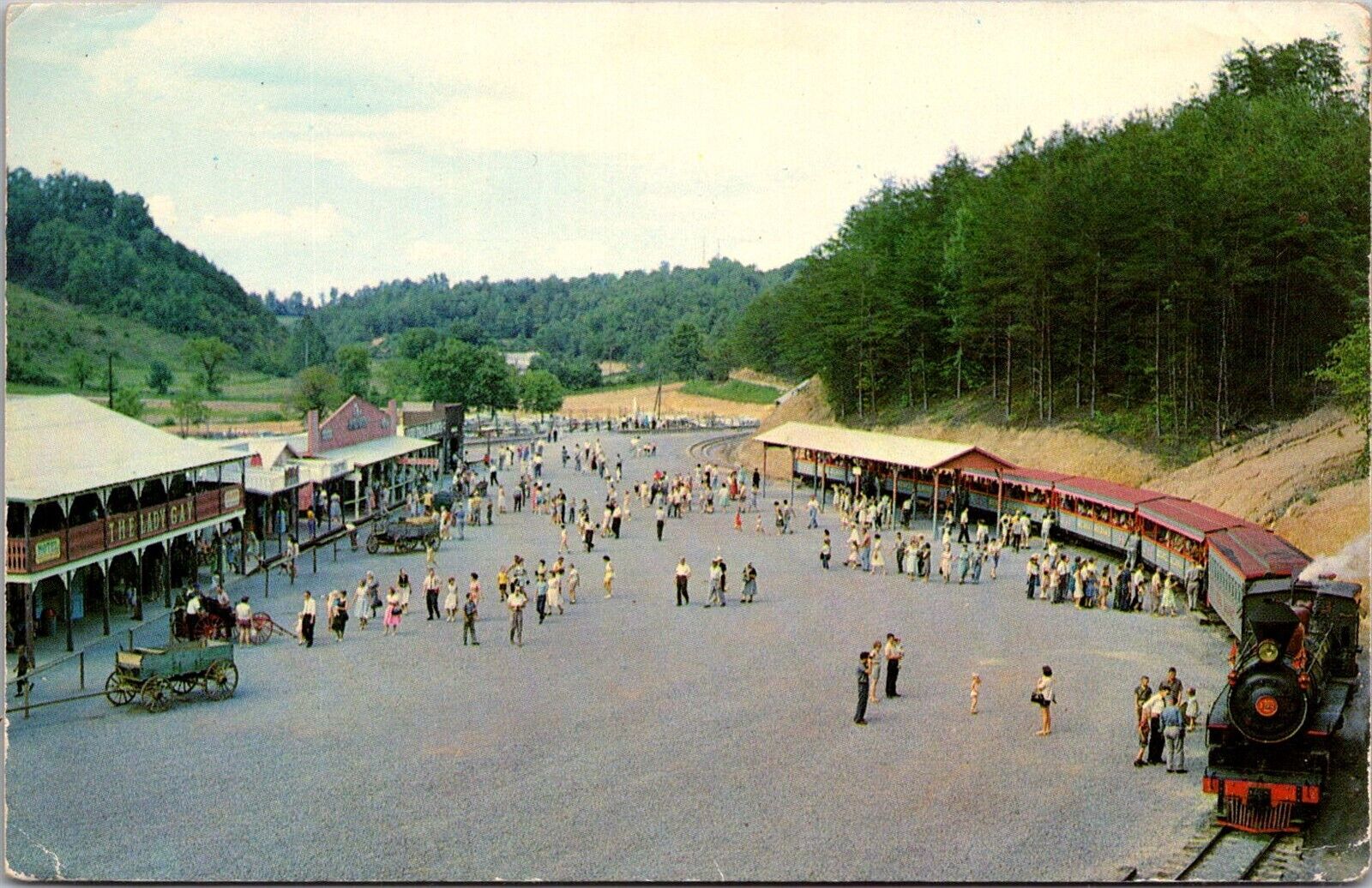 Rebel Railroad and Rebeltown, Dollywood, Pigeon Forge TN c1965 Postcard X59