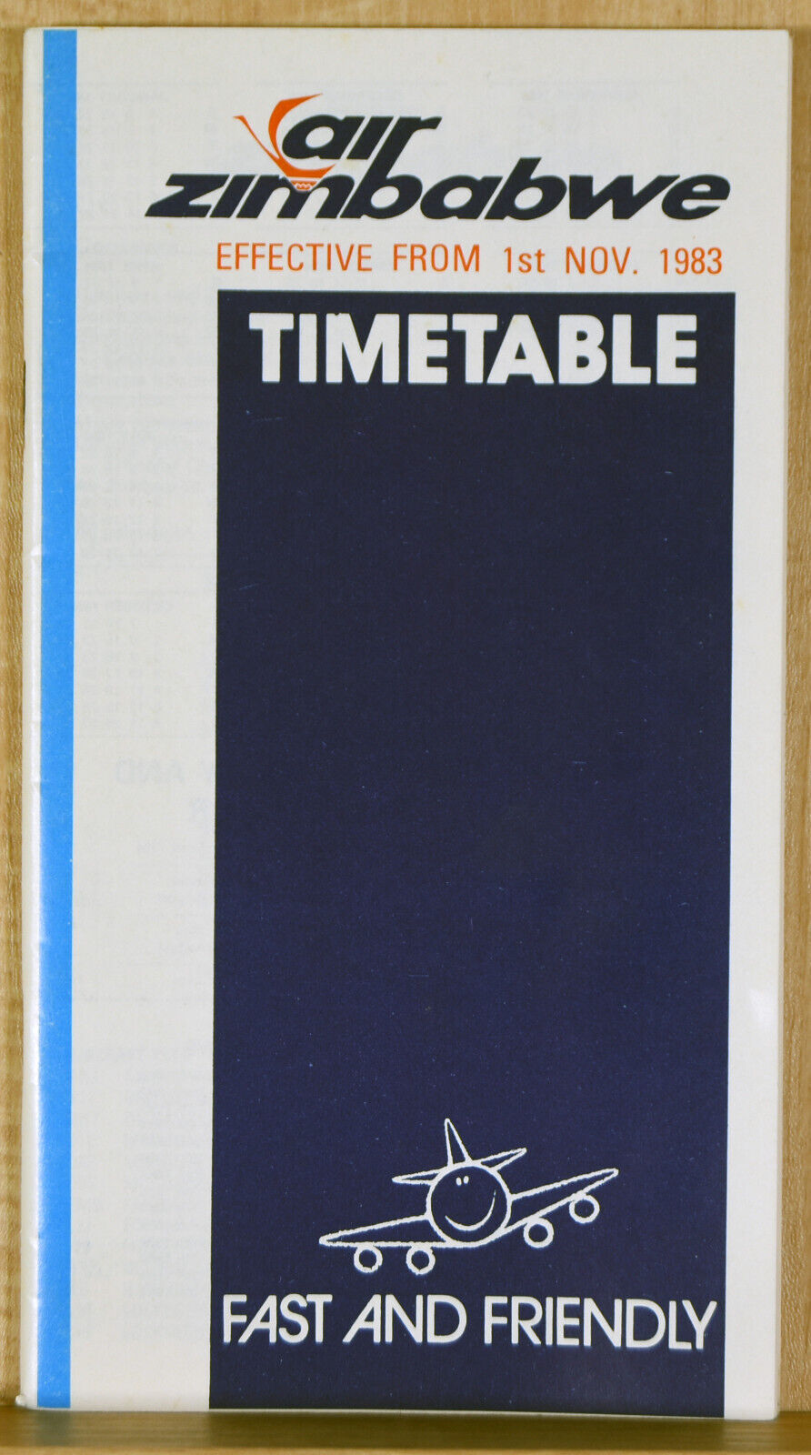 1983 Vintage Booklet Air Zimbabwe Timetable Maps Aircraft Types Airport Codes