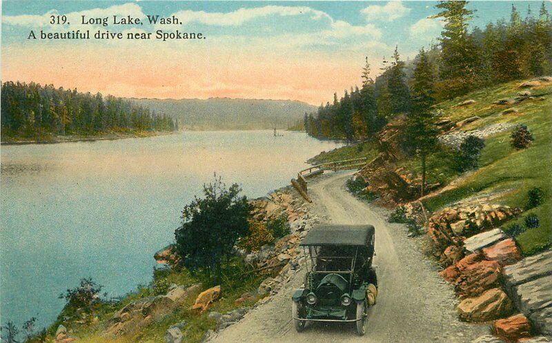 Long Lake Washington Automobile Drive Boughton Robbins C-1910 Postcard 21-8194