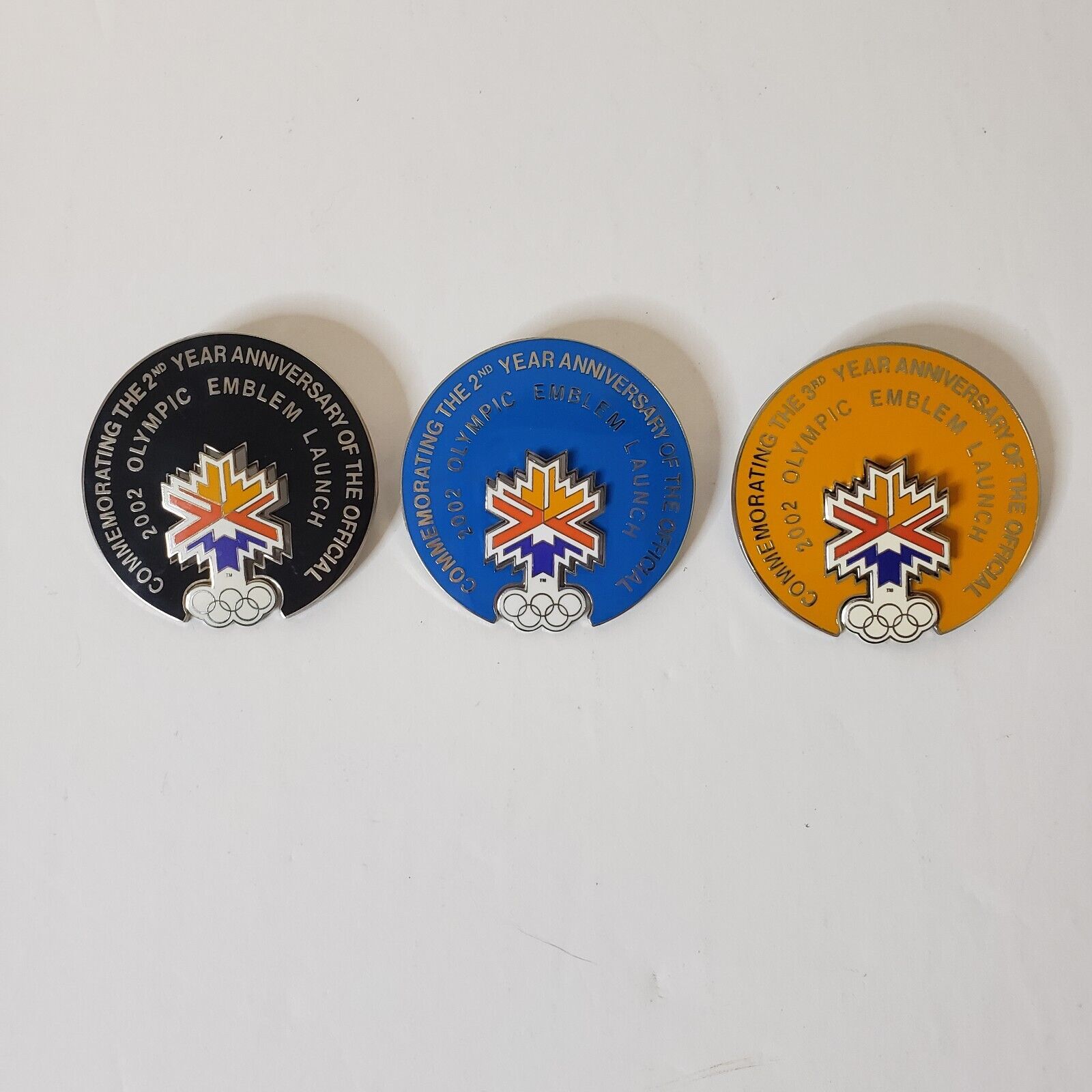 2002 Salt Lake City Olympic Emblem Launch 2nd 3rd Year Anniversary Pins 
