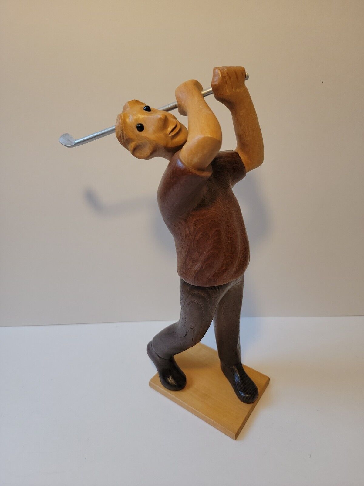 Alex Cramer Co Wooden Carving Statue Figurine Figure Male Golfer Made in Italy