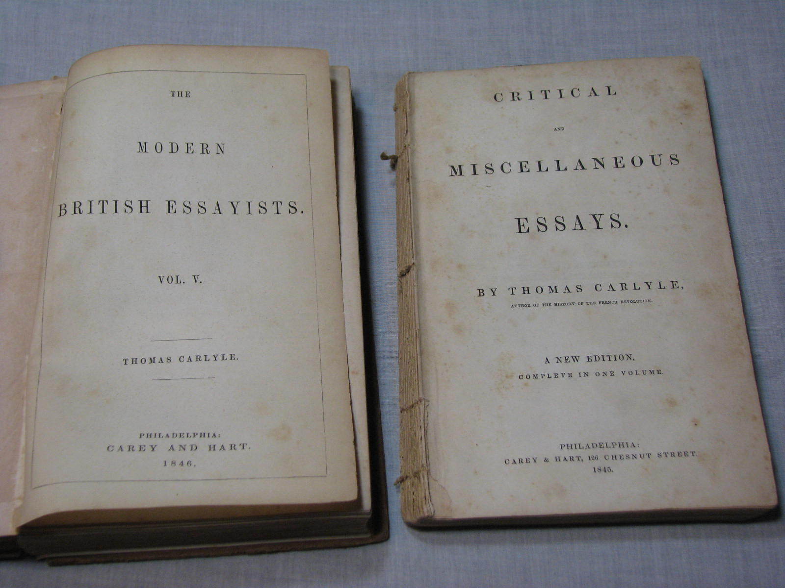 1846 The Modern British Essayist Antique Book Thomas Carlyle Critical Essays old
