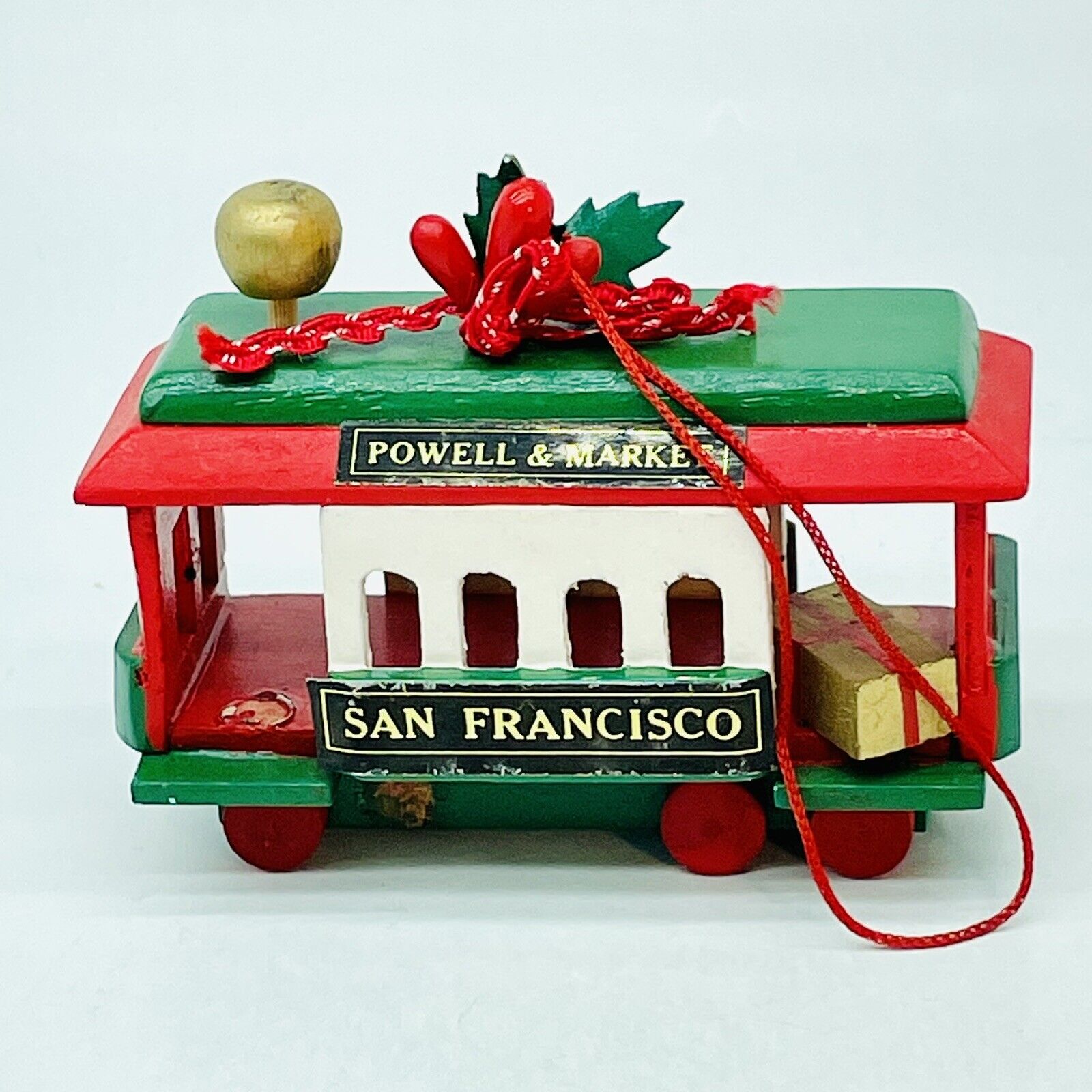 Vintage Ornament Powell & Market Trolley Cable Car San Francisco Wood Handmade