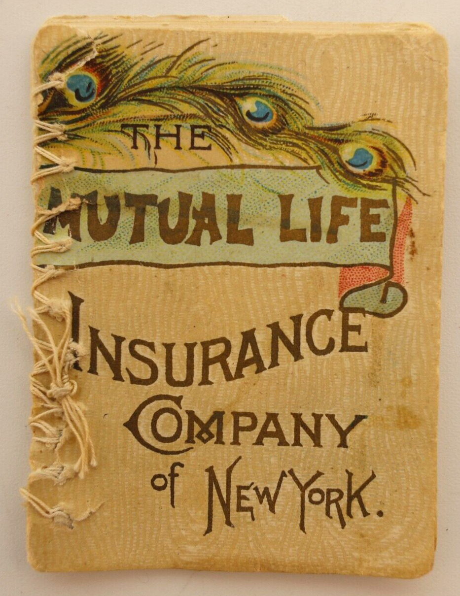 Antique Mutual Life Insurance Co. New York Miniature Illustrated Calendar 1800's
