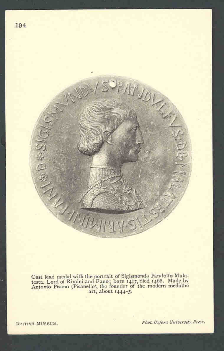 Ca 1910 PPC Lead Medal Sigismondo Pandolfo Malatesta Lord Of Rimini & See Info