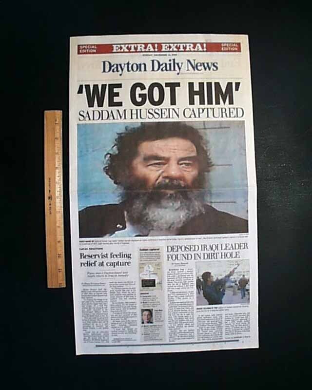 SADDAM HUSSEIN Dictator President Leader of Iraq War Captured 2003 Newspaper