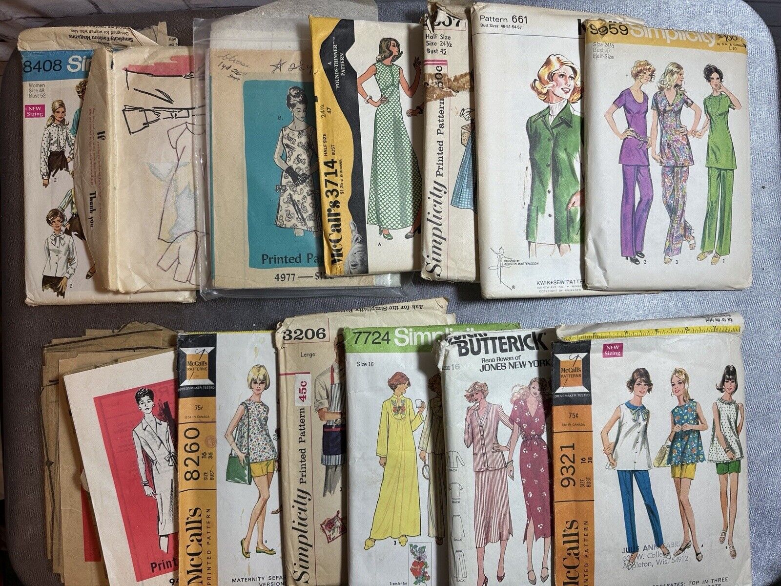 Vintage 1970s Sewing Patterns. Various Patterns And Sizes Lot Of 16