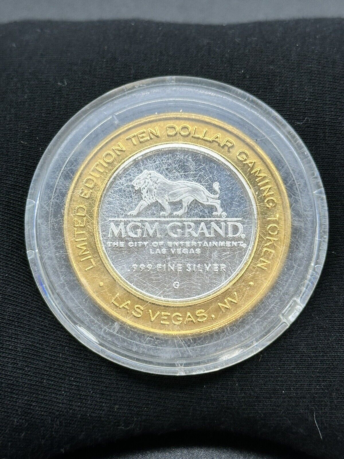 .999 Silver LE $10 MGM Grand Gaming Token In Protective Case