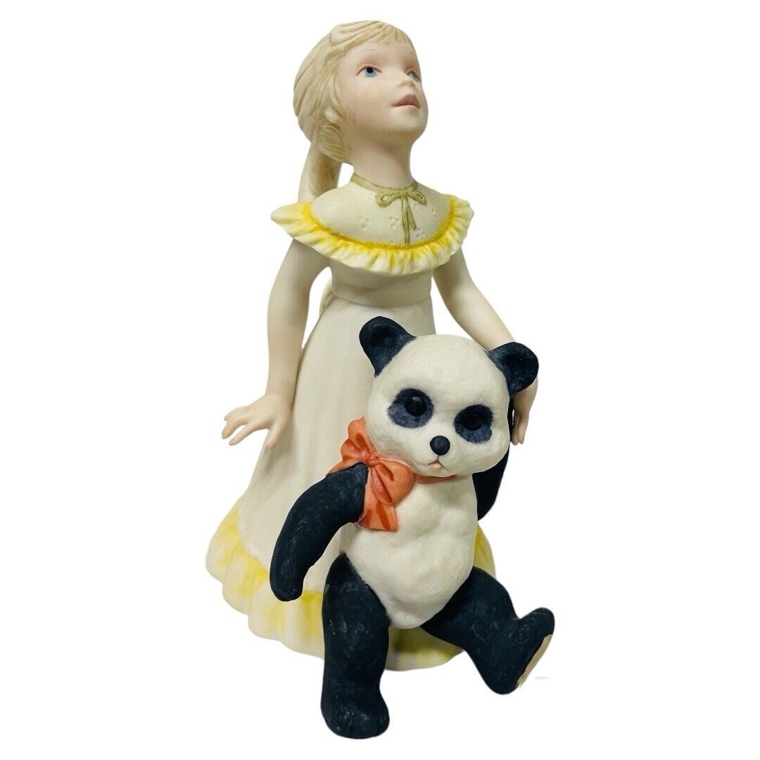 Vintage 1973 Cybis Bisque Young Girl W/Toy Panda Bear Porcelain Figurine-Signed